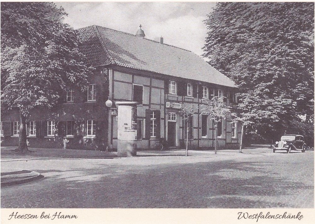 Historische Postkarte: Westfalenschänke, Heessen bei Hamm